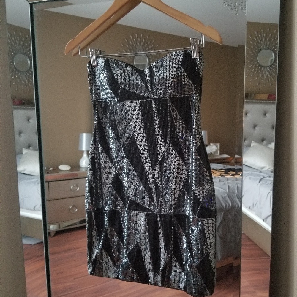 As You Wish Silver Black Sequin Dress